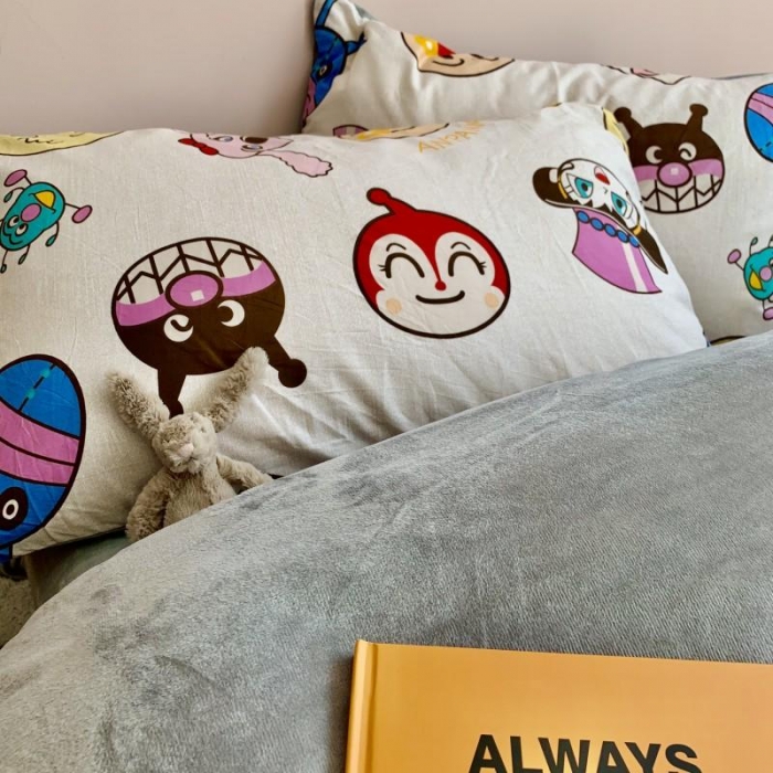 91家纺网 家纺一手货源 找家纺 时年 2019棉加绒系列三四件套 面包超人