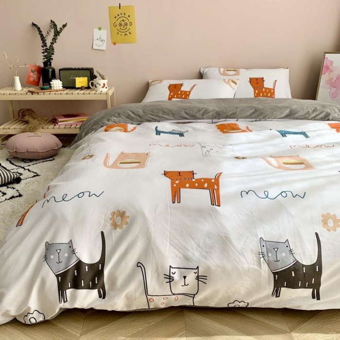 91家纺网 家纺一手货源 找家纺 时年 2019棉加绒系列三四件套 喵星人