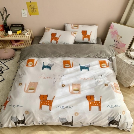 时年 2019棉加绒系列三四件套 喵星人