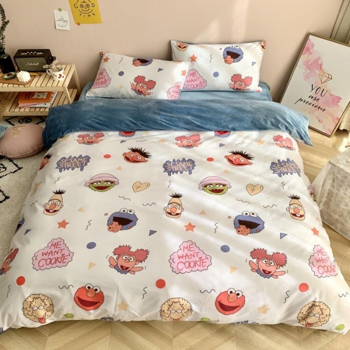 91家纺网 家纺一手货源 找家纺 时年 2019棉加绒系列三四件套 芝麻宝贝蓝