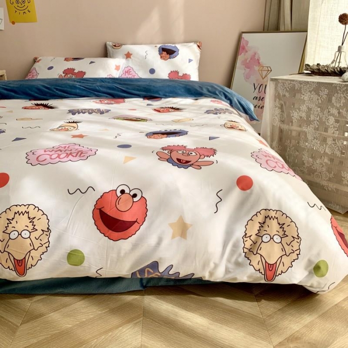 91家纺网 家纺一手货源 找家纺 时年 2019棉加绒系列三四件套 芝麻宝贝蓝