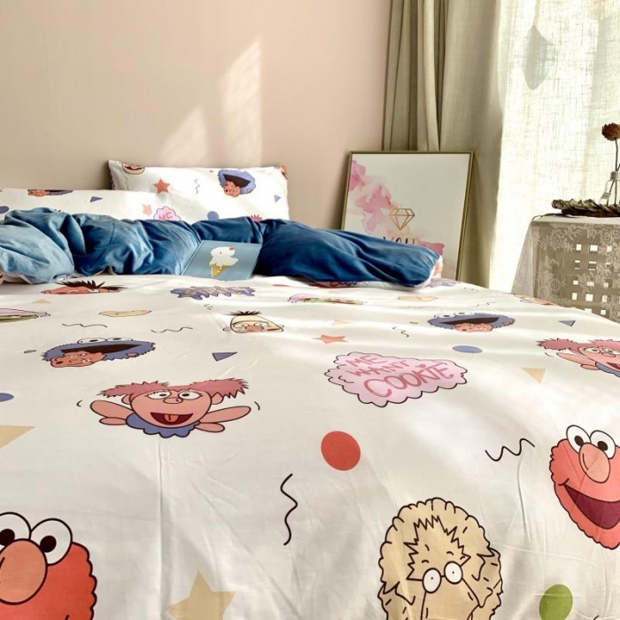 91家纺网 家纺一手货源 找家纺 时年 2019棉加绒系列三四件套 芝麻宝贝蓝