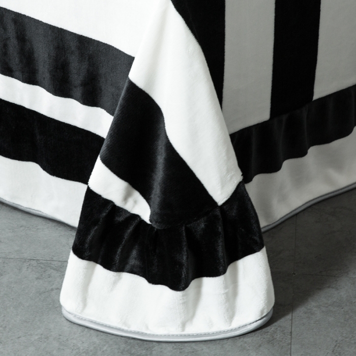 91家纺网 家纺一手货源 找家纺 顾里家纺 加厚保暖牛奶绒套件 北欧条纹