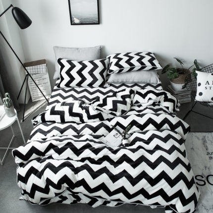 顾里家纺 加厚保暖牛奶绒套件 波浪