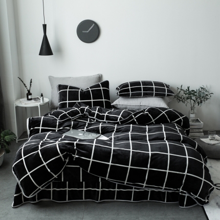 91家纺网 家纺一手货源 找家纺 顾里家纺 加厚保暖牛奶绒套件 经典时尚格