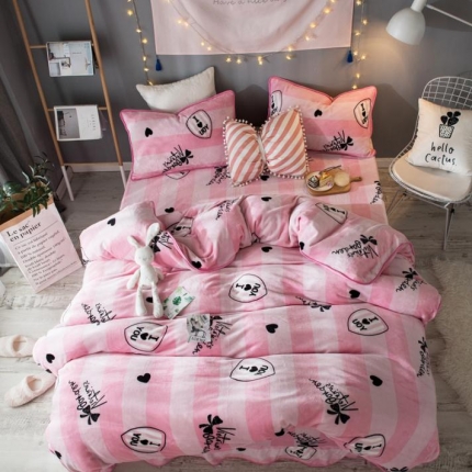 91家纺网 家纺一手货源 找家纺 顾里家纺 加厚保暖牛奶绒套件 秘密花园