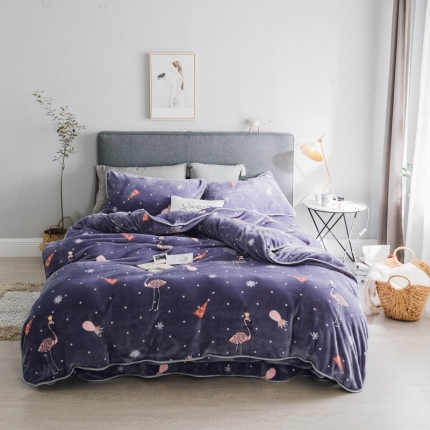 91家纺网 家纺一手货源 找家纺 顾里家纺 圣诞系列牛奶绒套件圣诞火烈鸟