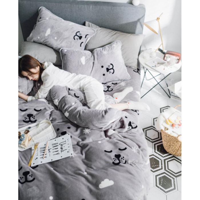 91家纺网 家纺一手货源 找家纺 顾里家纺 圣诞系列牛奶绒套件雪花熊