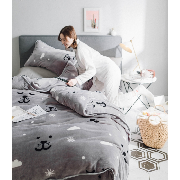 91家纺网 家纺一手货源 找家纺 顾里家纺 圣诞系列牛奶绒套件雪花熊