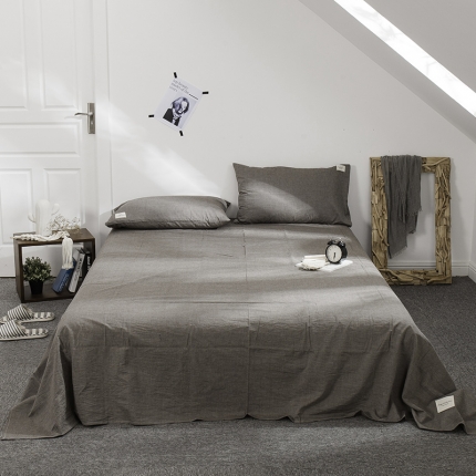 91家纺网 家纺一手货源 找家纺 凯磊家纺 .色织水洗棉单床单 绅士灰