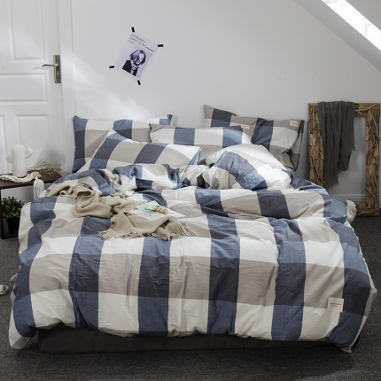 91家纺网 家纺一手货源 找家纺 （总）凯磊家纺 2019新款.色织水洗棉四件套