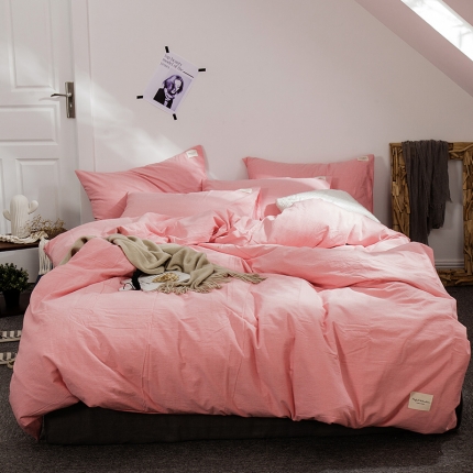 91家纺网 家纺一手货源 找家纺 凯磊家纺 2019新款.色织水洗棉四件套 绅士灰