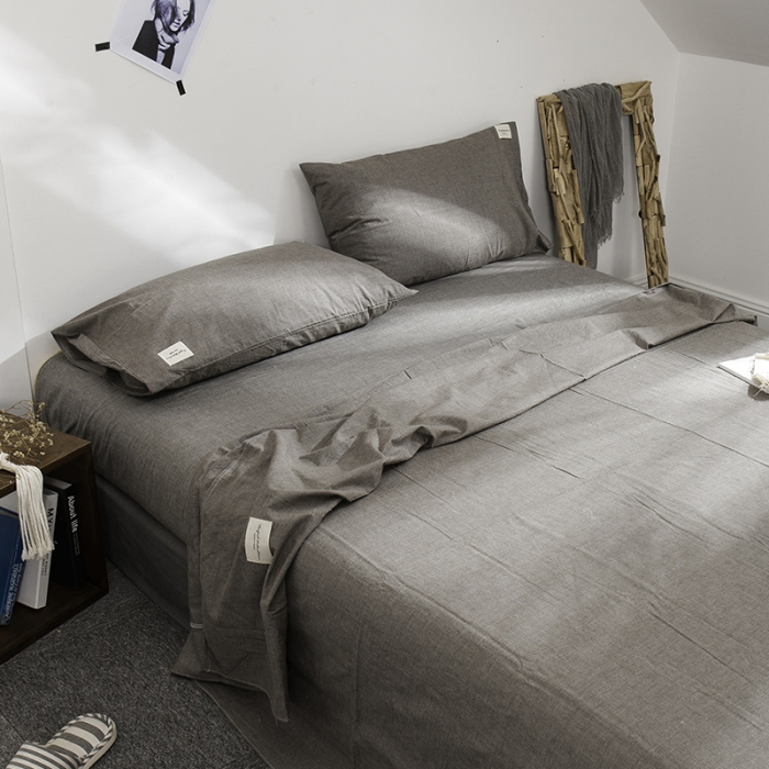 91家纺网 家纺一手货源 找家纺 凯磊家纺 .色织水洗棉单床单 绅士灰