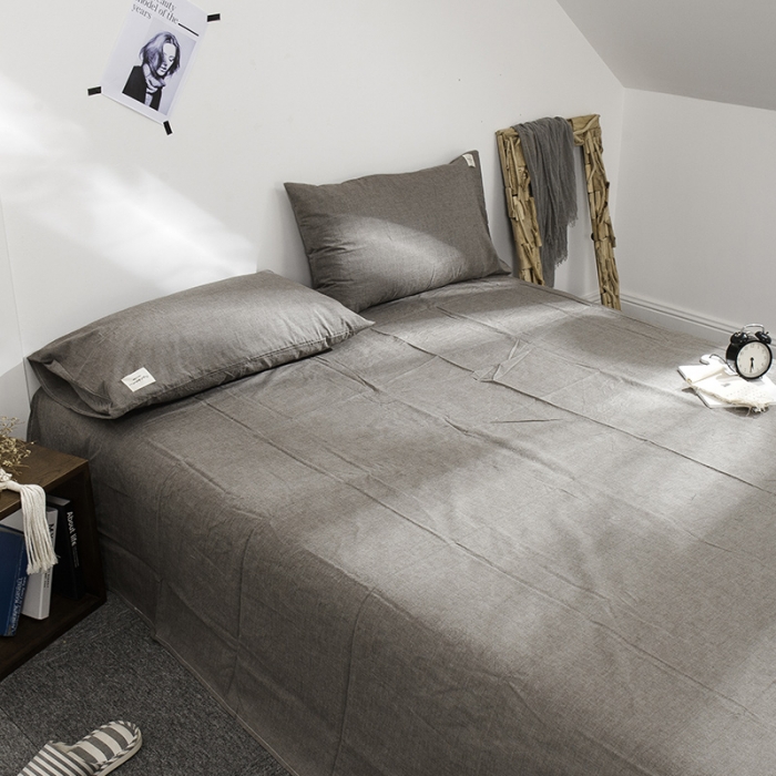 91家纺网 家纺一手货源 找家纺 凯磊家纺 .色织水洗棉单床单 绅士灰