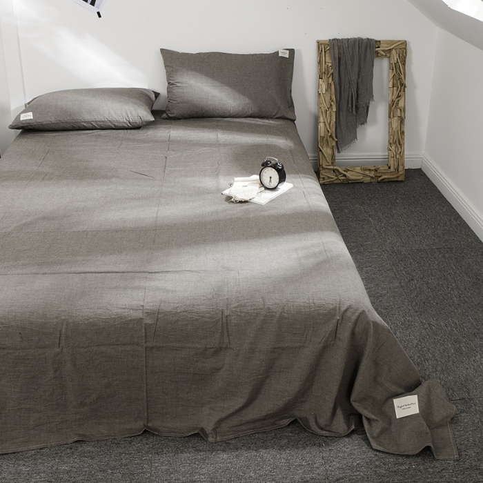 91家纺网 家纺一手货源 找家纺 凯磊家纺 .色织水洗棉单床单 绅士灰