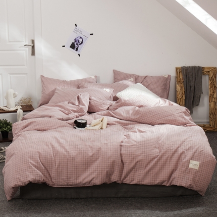 凯磊家纺 2019新款.色织水洗棉四件套 小粉格