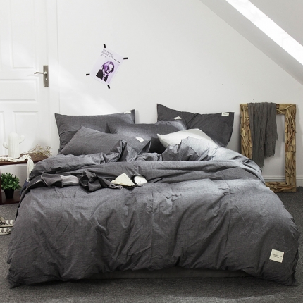 凯磊家纺 2019新款.色织水洗棉四件套 爵士灰