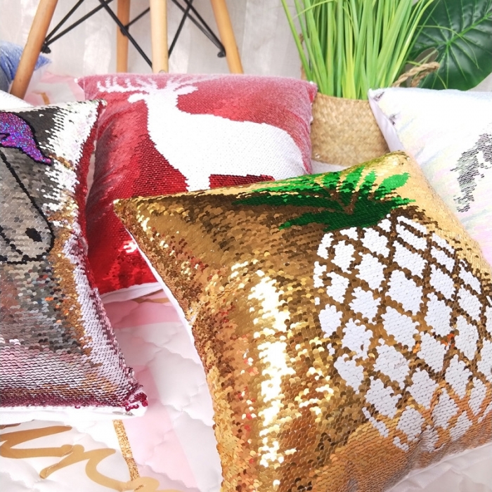 91家纺网 家纺一手货源 找家纺 （总）李帅家居鱼鳞亮片绣花抱枕外贸跨境货源抱枕套靠垫套装饰枕