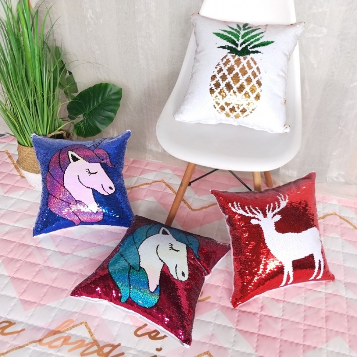 91家纺网 家纺一手货源 找家纺 （总）李帅家居鱼鳞亮片绣花抱枕外贸跨境货源抱枕套靠垫套装饰枕