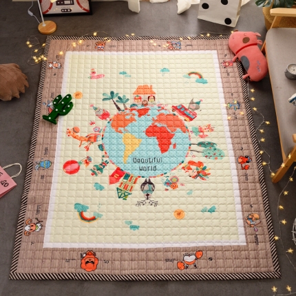 91家纺网 家纺一手货源 找家纺 BOSS 2019新款-棉质儿童爬爬垫（长期款） 地球村