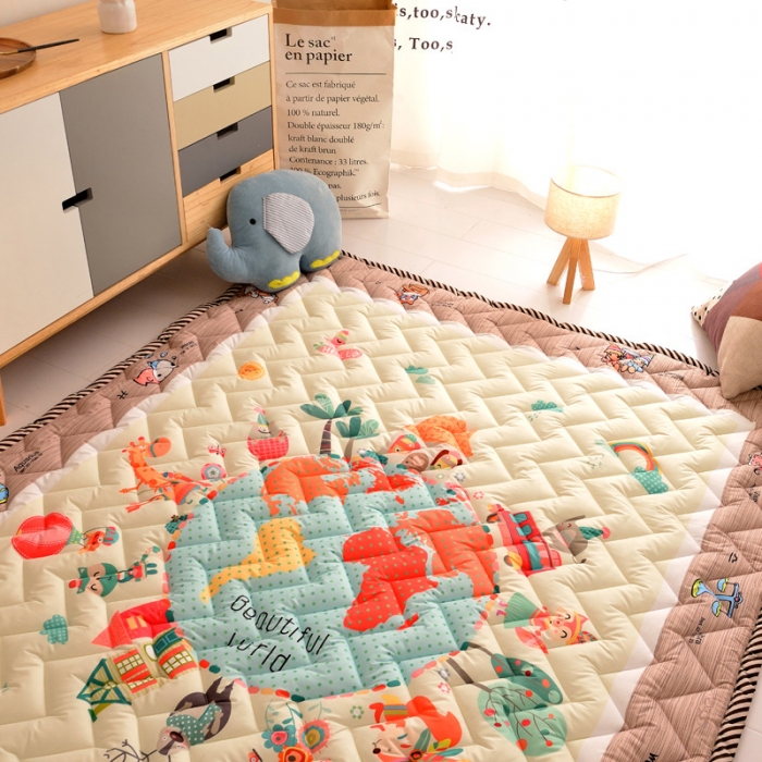 91家纺网 家纺一手货源 找家纺 BOSS 2019新款-棉质儿童爬爬垫（长期款） 地球村