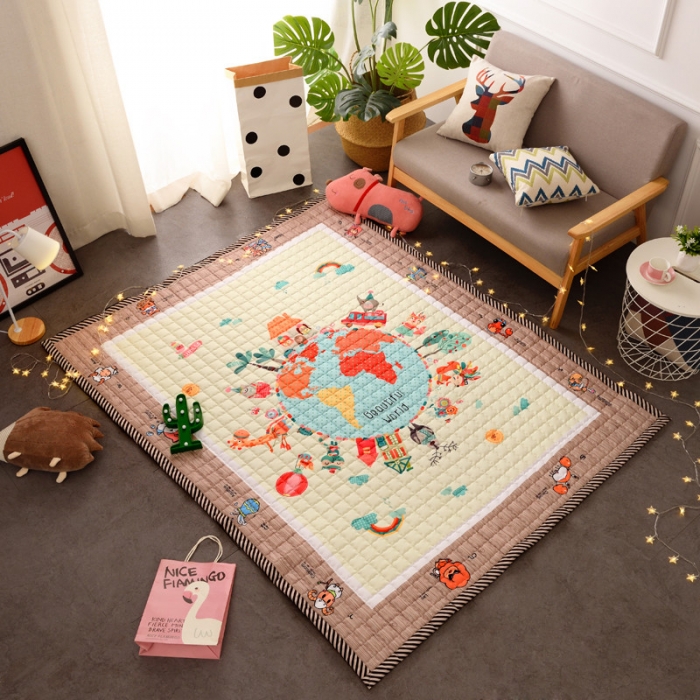 91家纺网 家纺一手货源 找家纺 BOSS 2019新款-棉质儿童爬爬垫（长期款） 地球村