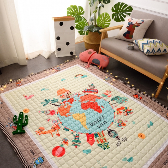 91家纺网 家纺一手货源 找家纺 BOSS 2019新款-棉质儿童爬爬垫（长期款） 地球村