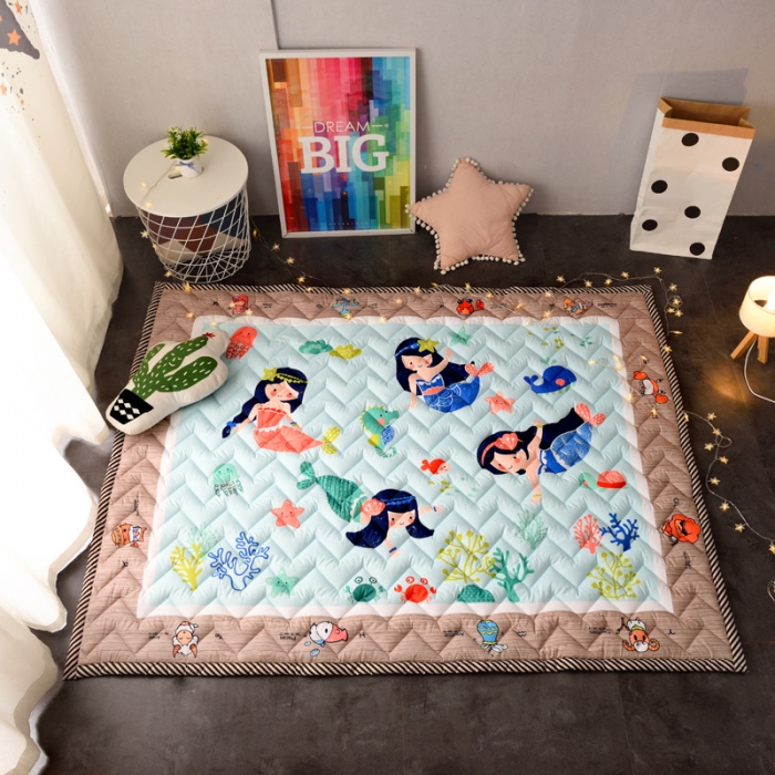 91家纺网 家纺一手货源 找家纺 BOSS 2019新款-棉质儿童爬爬垫（长期款） 美人鱼公主