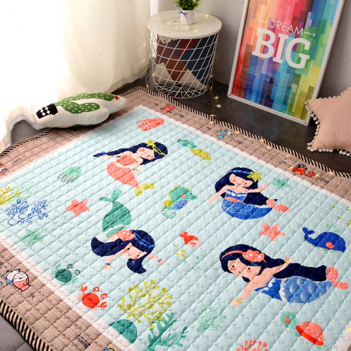 91家纺网 家纺一手货源 找家纺 BOSS 2019新款-棉质儿童爬爬垫（长期款） 美人鱼公主