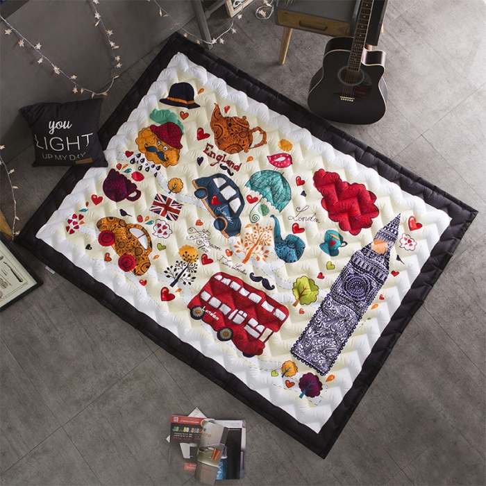 91家纺网 家纺一手货源 找家纺 BOSS 2019新款-棉质儿童爬爬垫（长期款） 我爱伦敦