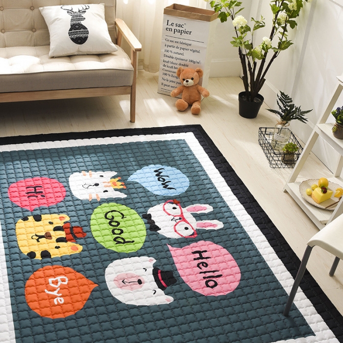 91家纺网 家纺一手货源 找家纺 BOSS 2019新款-棉质儿童爬爬垫（长期款） 萌萌口语