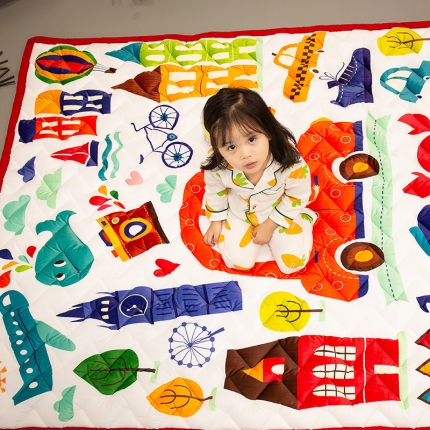 91家纺网 家纺一手货源 找家纺 BOSS 2019新款加厚型保暖绒儿童爬爬垫 彩色城堡