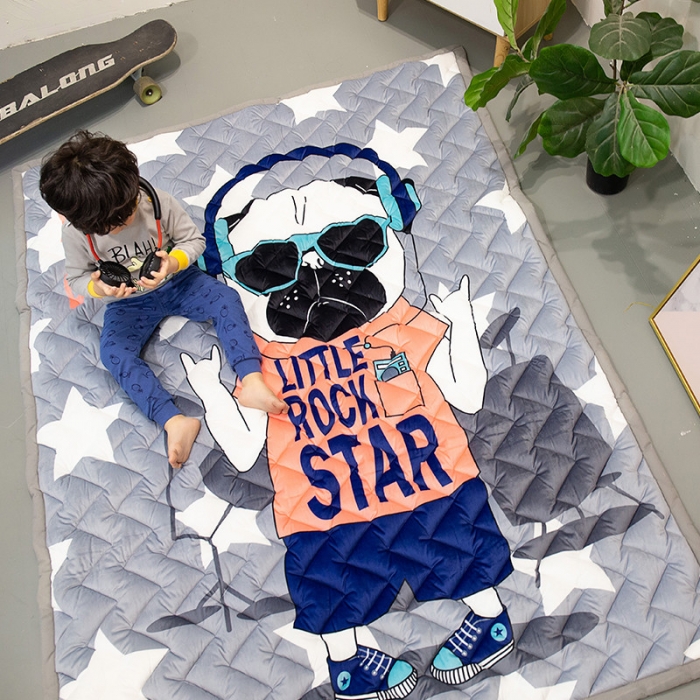 91家纺网 家纺一手货源 找家纺 BOSS 2019新款加厚型保暖绒儿童爬爬垫 嘻哈狗狗