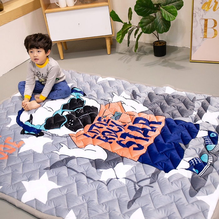 91家纺网 家纺一手货源 找家纺 BOSS 2019新款加厚型保暖绒儿童爬爬垫 嘻哈狗狗