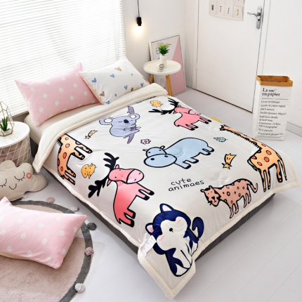 91家纺网 家纺一手货源 找家纺 BOSS 2019儿童加厚款雪花绒保暖冬被被子 动物乐园