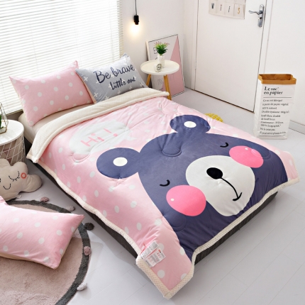 91家纺网 家纺一手货源 找家纺 BOSS 2019儿童加厚款雪花绒保暖冬被被子 哈尼小熊