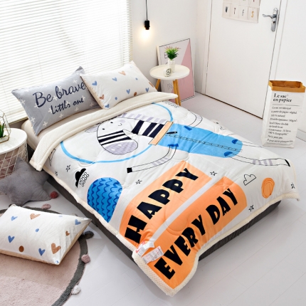 91家纺网 家纺一手货源 找家纺 BOSS 2019儿童加厚款雪花绒保暖冬被被子 小斑马