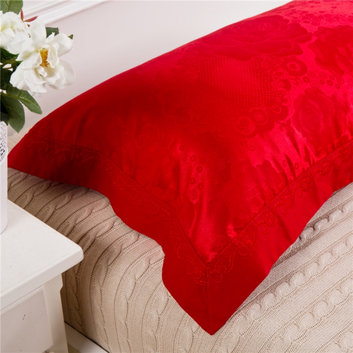 91家纺网 家纺一手货源 找家纺 （总）喜相逢家纺 婚庆提花单（双）人枕套 玫瑰之约