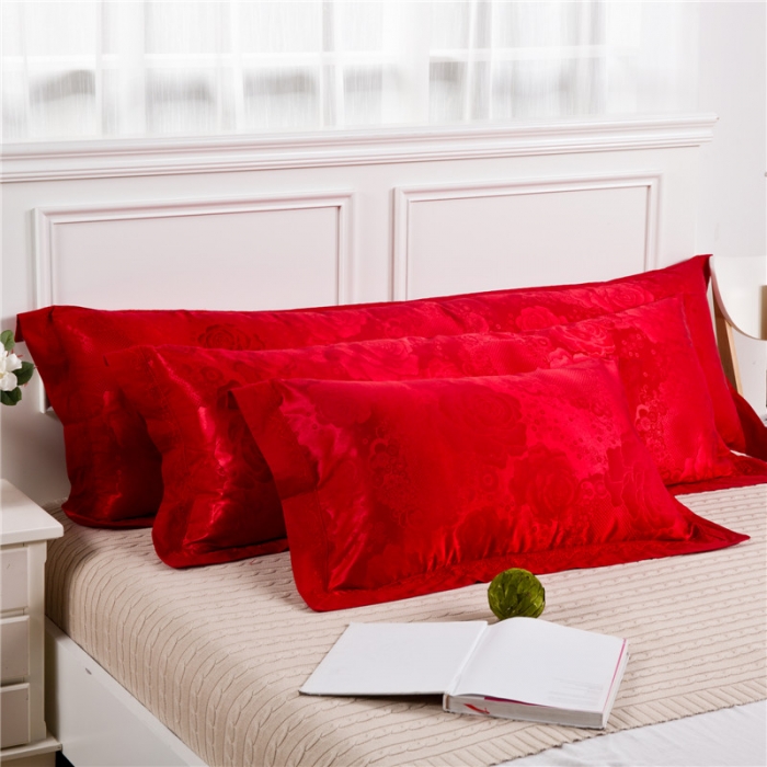 91家纺网 家纺一手货源 找家纺 （总）喜相逢家纺 婚庆提花单（双）人枕套 玫瑰之约