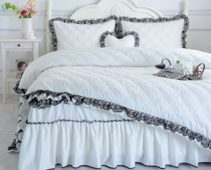 91家纺网 家纺一手货源 找家纺 全棉冬加厚夹棉床裙款四件套欧美风罗马假日系列（6色）