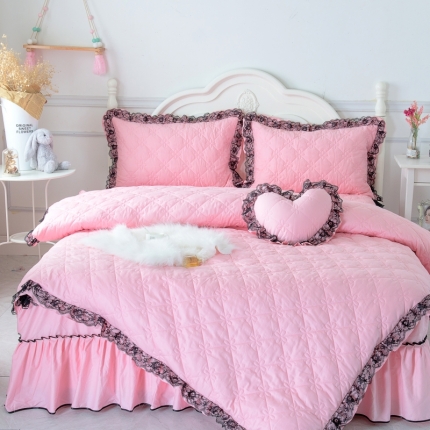 2017秋冬加厚夹棉床裙款四件套欧美风罗马假日系列