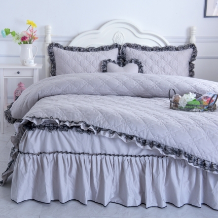 2017秋冬加厚夹棉床裙款四件套欧美风罗马假日系列