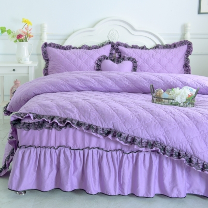 91家纺网 家纺一手货源 找家纺 2017秋冬加厚夹棉床裙款四件套欧美风罗马假日系列