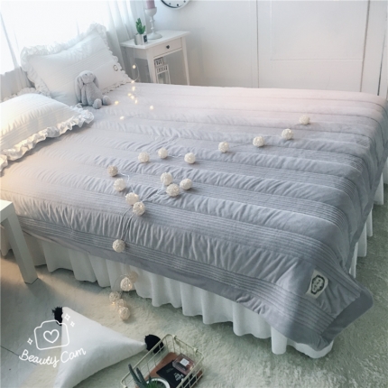 91家纺网 家纺一手货源 找家纺 韩国绒水晶绒短毛绒加厚绗缝保暖床单床盖床裙床垫多尺寸可选6色