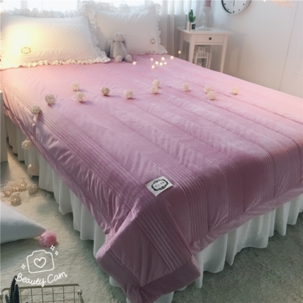 91家纺网 家纺一手货源 找家纺 韩国绒水晶绒短毛绒加厚绗缝保暖床单床盖床裙床垫多尺寸可选6色