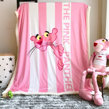 米素 网红款少女心Pink粉红豹毯子 羊羔绒毛毯 休闲盖毯