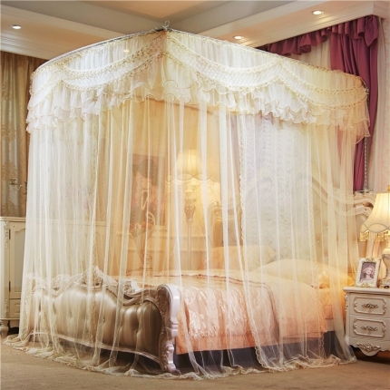 91家纺网 家纺一手货源 找家纺 海虹蚊帐 8810款落地蚊帐伸缩蚊帐 钓鱼杆蚊帐 米黄色