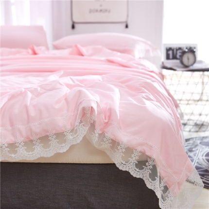 91家纺网 家纺一手货源 找家纺 2019慕梵法式公主天丝麻夏被蕾丝边夏凉被三件套可水洗空调被