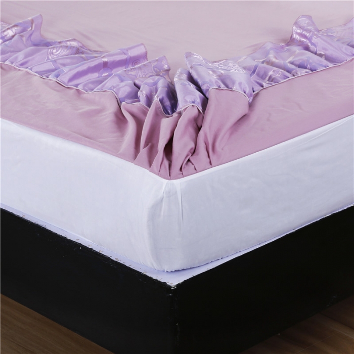 91家纺网 家纺一手货源 找家纺 福丽莱家纺 贡缎提花床裙四件套（单层）浅芳菲-粉紫