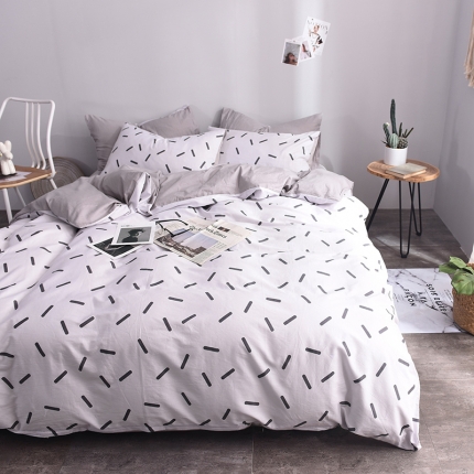 91家纺网 家纺一手货源 找家纺 ﹙总﹚梦家居全棉纯棉简约格条灰色系四件套床上用品